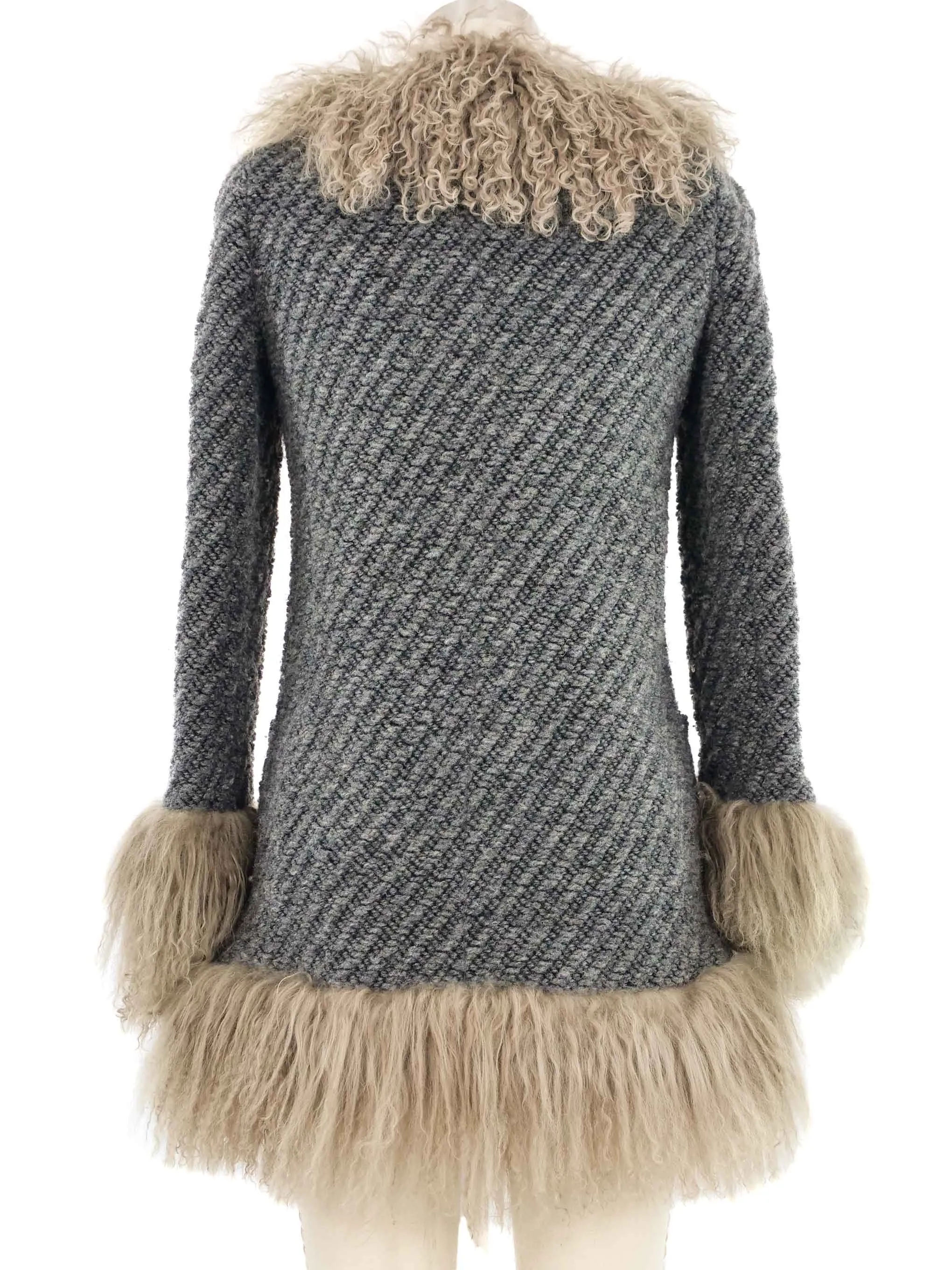 1990s Dolce and Gabbana Mongolian Fur Trim Coat