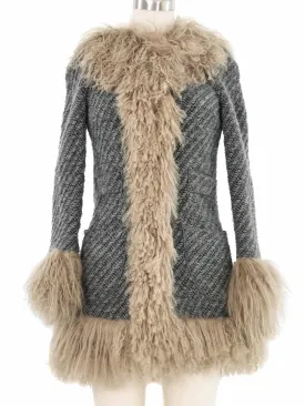 1990s Dolce and Gabbana Mongolian Fur Trim Coat