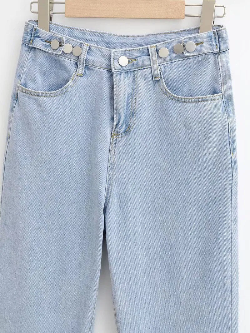 2022 Autumn New Design Denim Pants High Waist Wide Leg Straight Jeans
