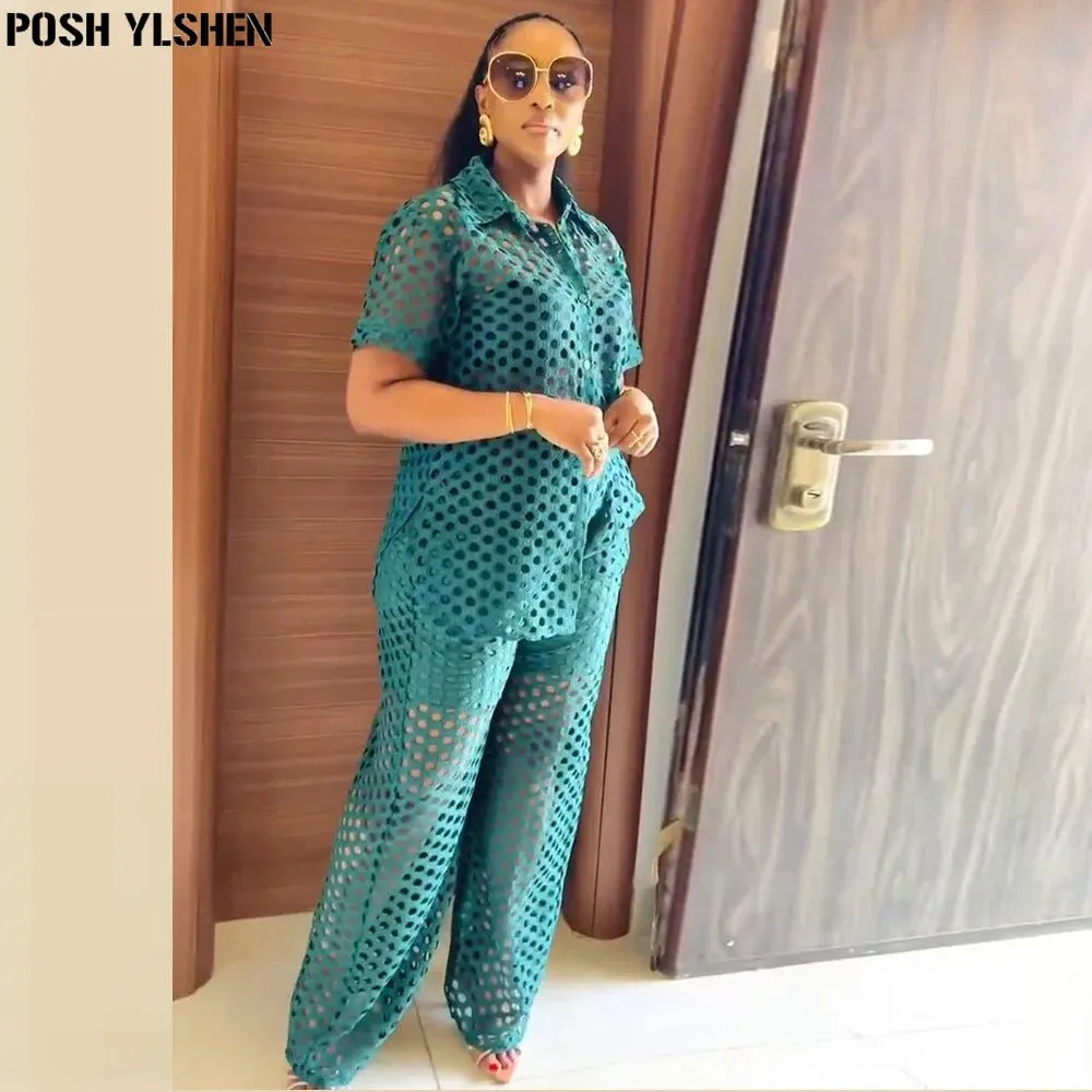2PC Pant Set for Women - Sexy Summer Outfit, African-Inspired Matching Dresses, Trendy Dames Clothing for Women