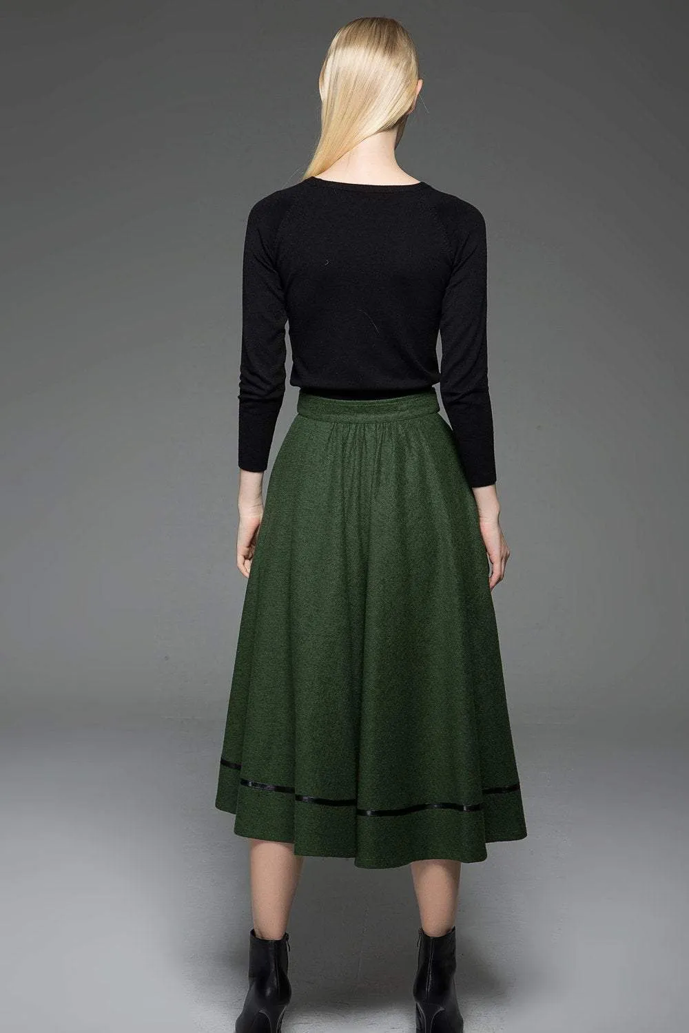 A-Line Winter Warm Midi-Length Skirt C760