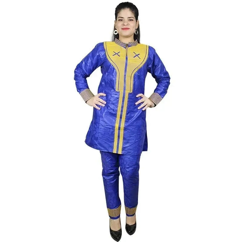 African Women's Dashiki Embroidered Top and Pants Set – Soft, Stylish, and Comfortable