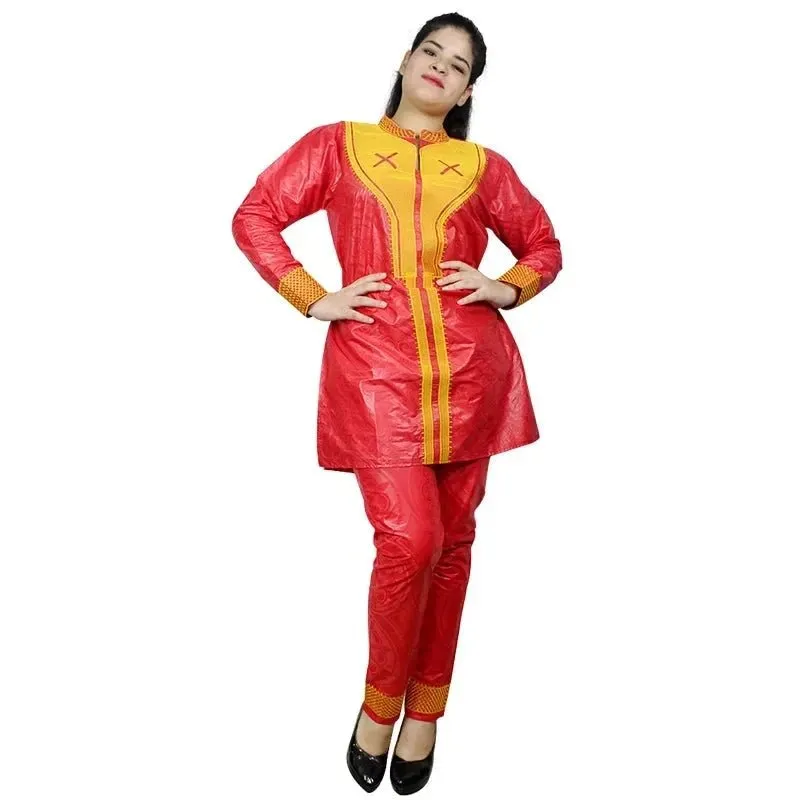 African Women's Dashiki Embroidered Top and Pants Set – Soft, Stylish, and Comfortable
