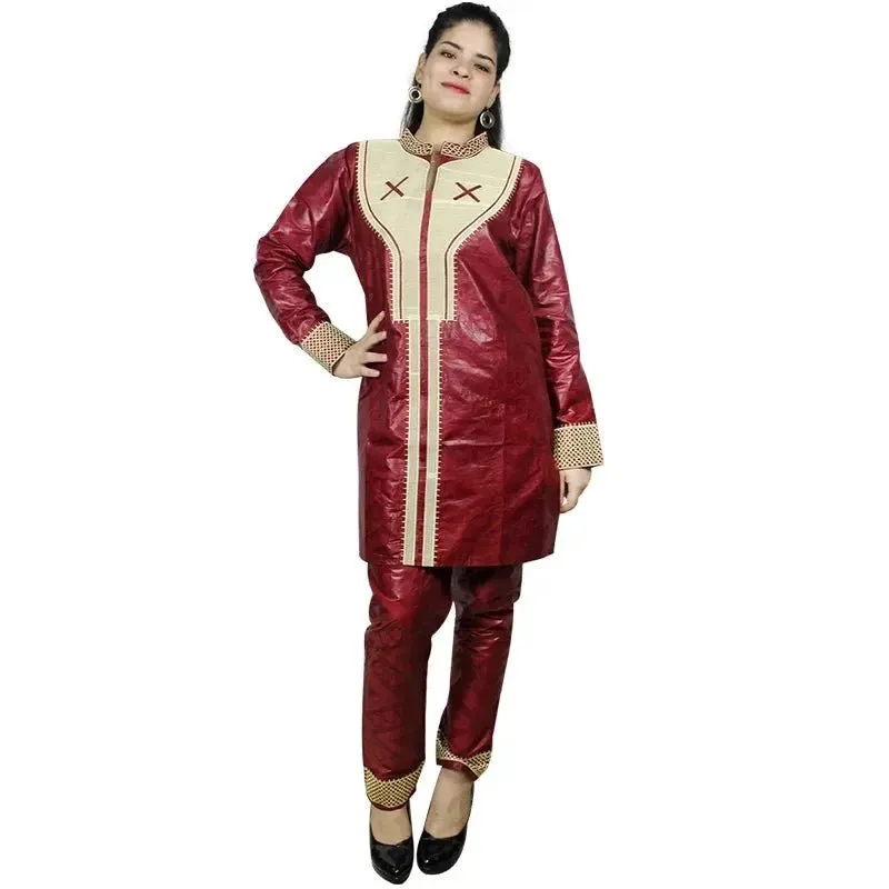 African Women's Dashiki Embroidered Top and Pants Set – Soft, Stylish, and Comfortable