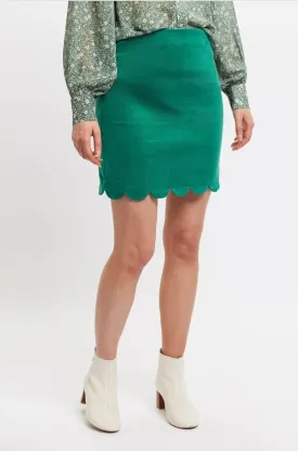 Alicja Baby Cord Scalloped Hem Mini Skirt - Green