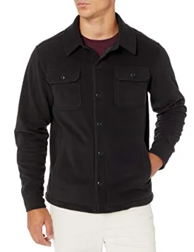 Amazon Essentials Men's Long-Sleeve Polar Fleece Shirt Jacket, Black, X-Small