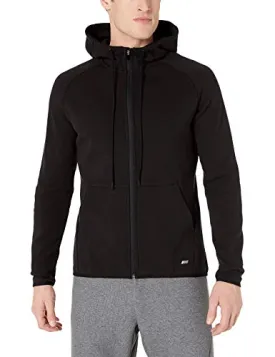 Amazon Essentials Men's Tech Fleece Full-Zip Hooded Active Sweatshirt, Black, Large
