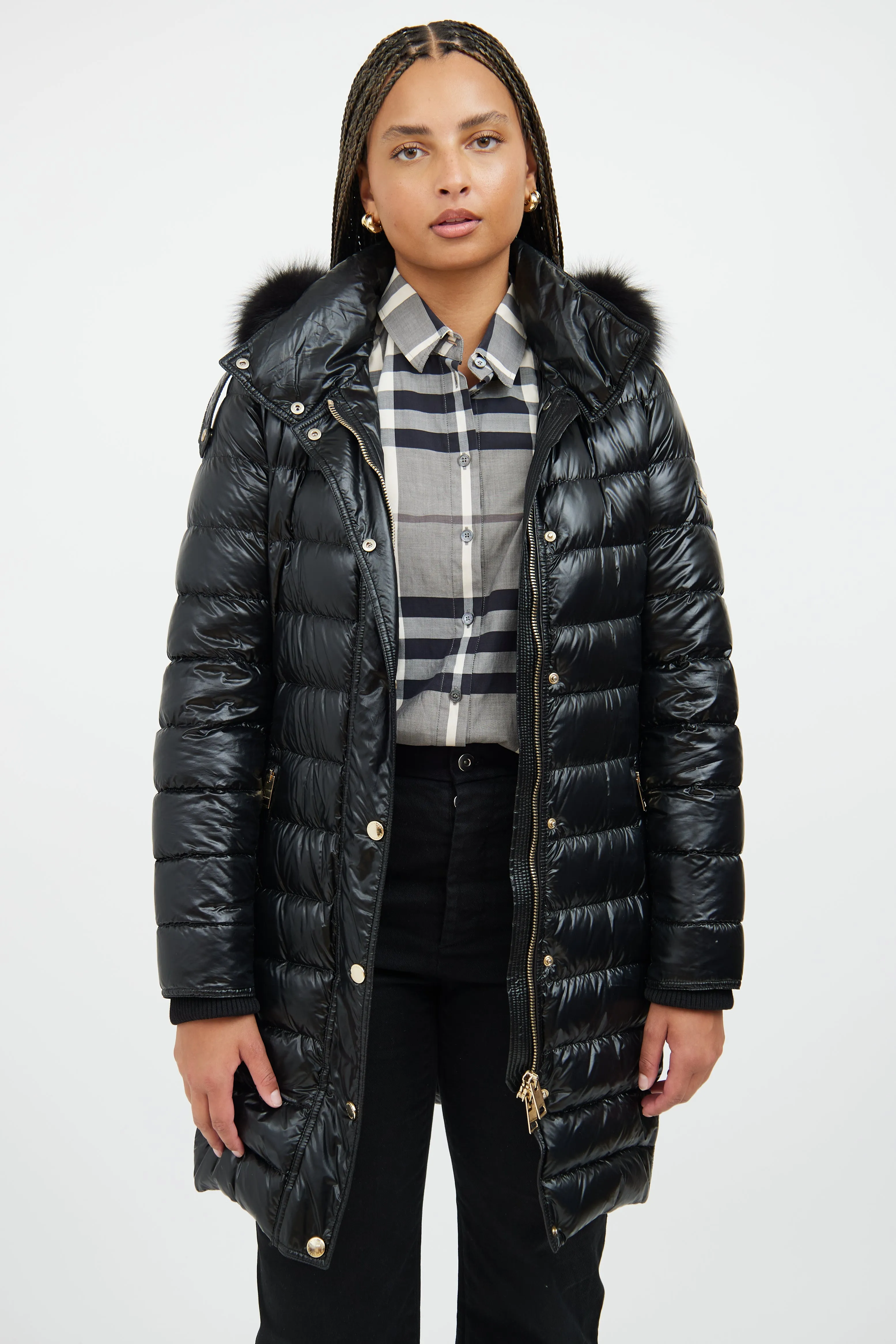 Black & Gold Down Puffer Coat