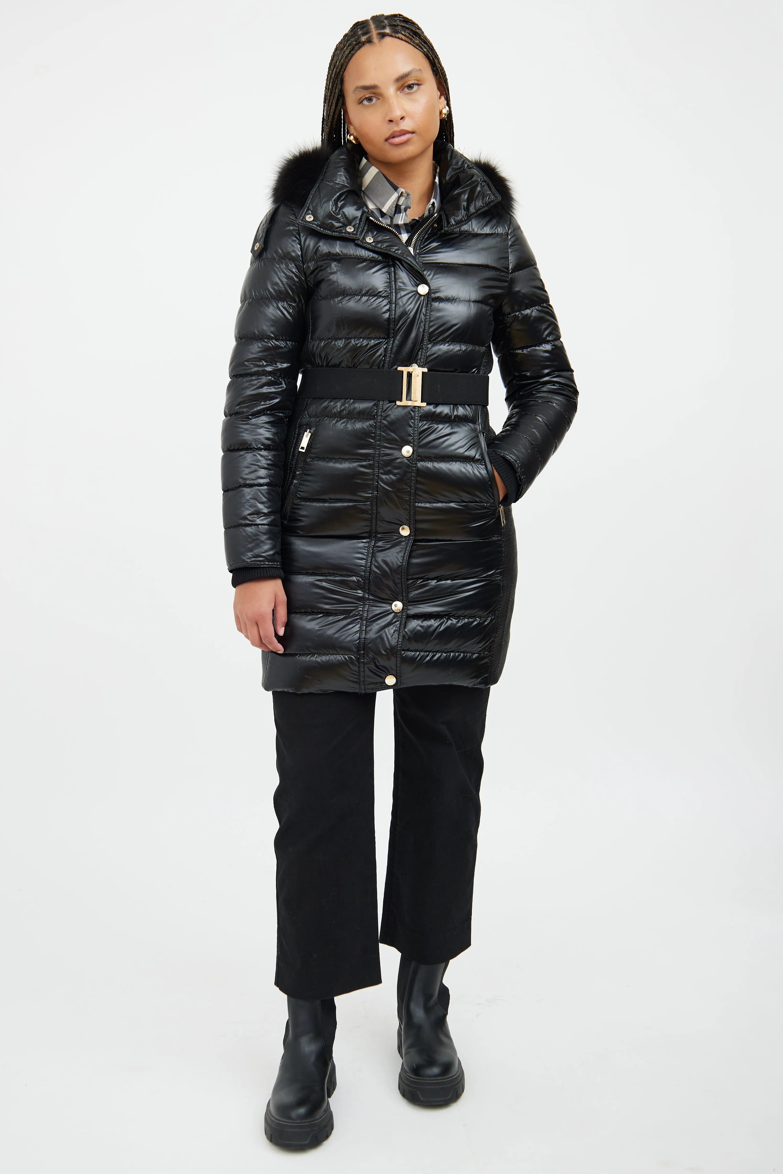 Black & Gold Down Puffer Coat