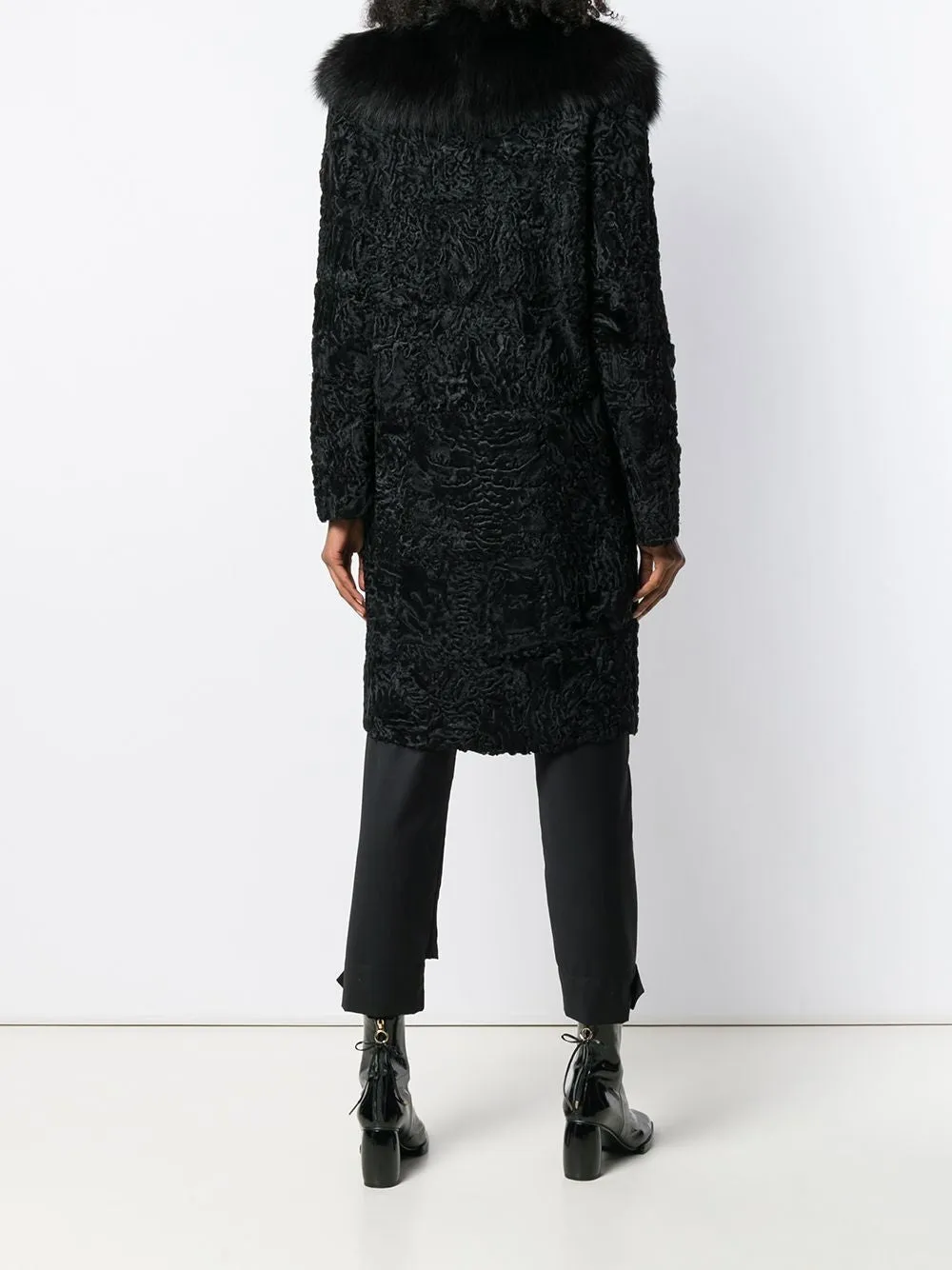 Black Jacquard Astrakhan Coat