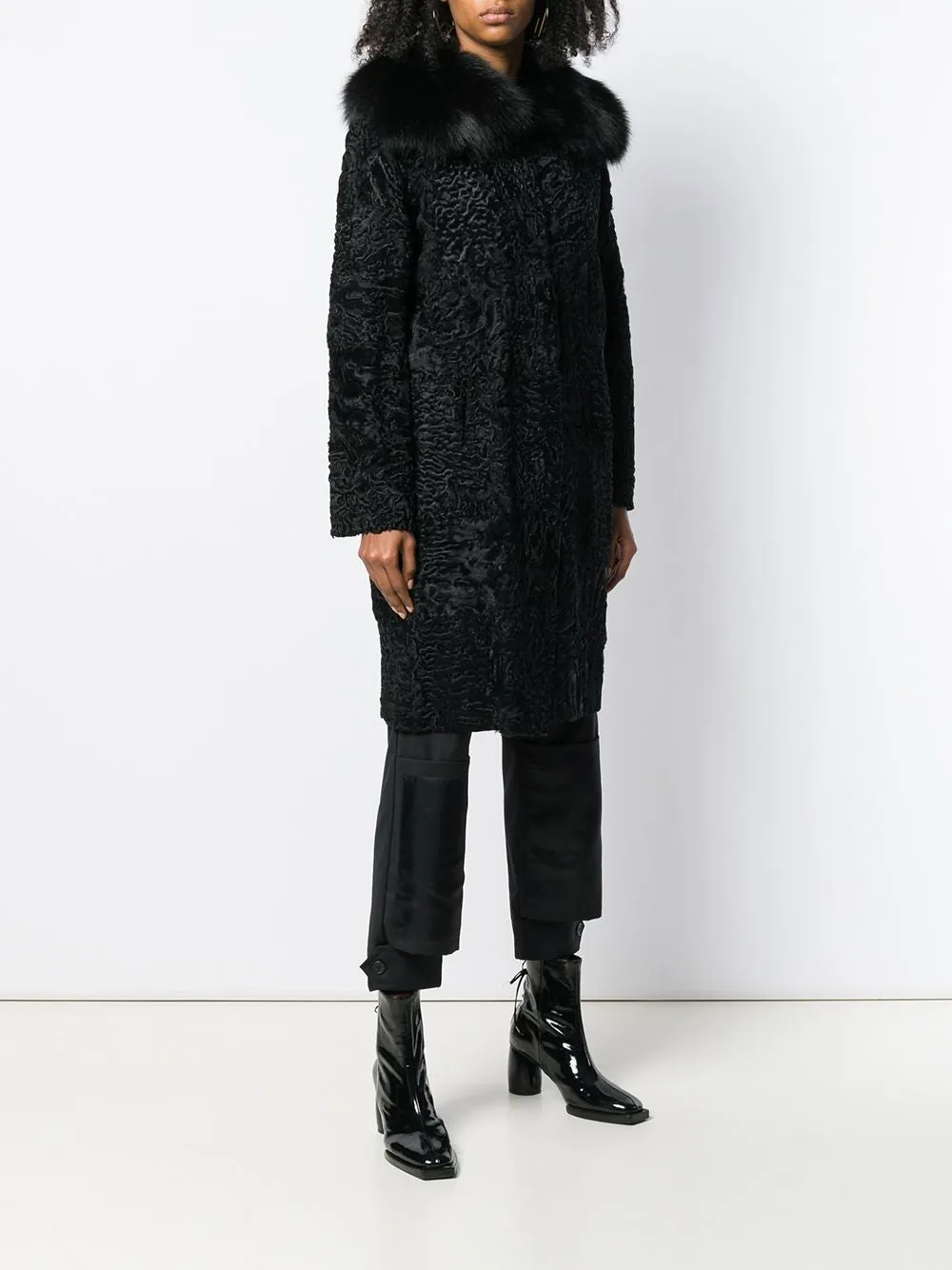 Black Jacquard Astrakhan Coat