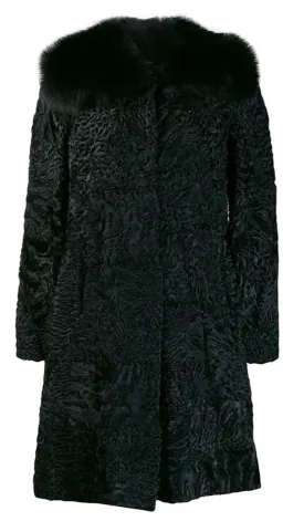 Black Jacquard Astrakhan Coat