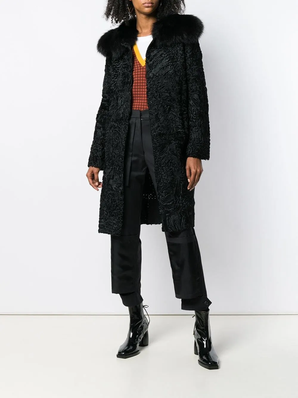 Black Jacquard Astrakhan Coat