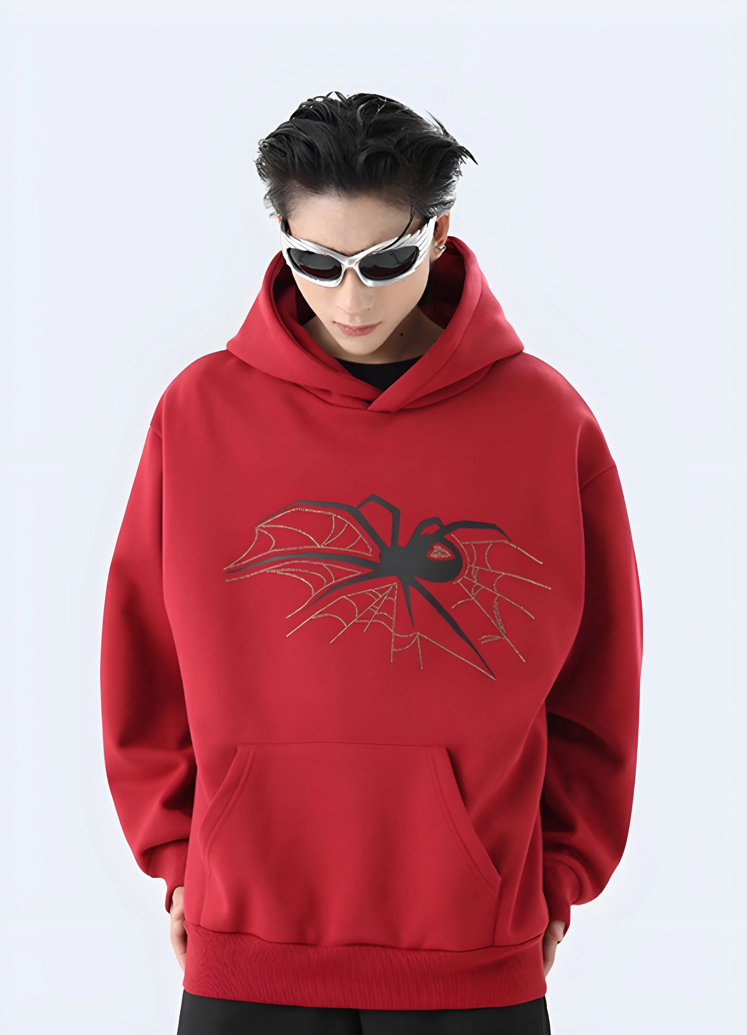 Black Spider Goth Fleece Hoodie
