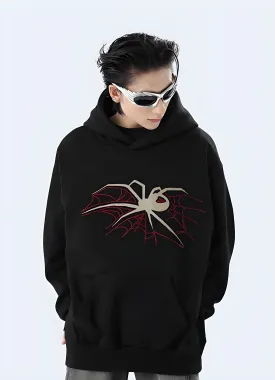 Black Spider Goth Fleece Hoodie