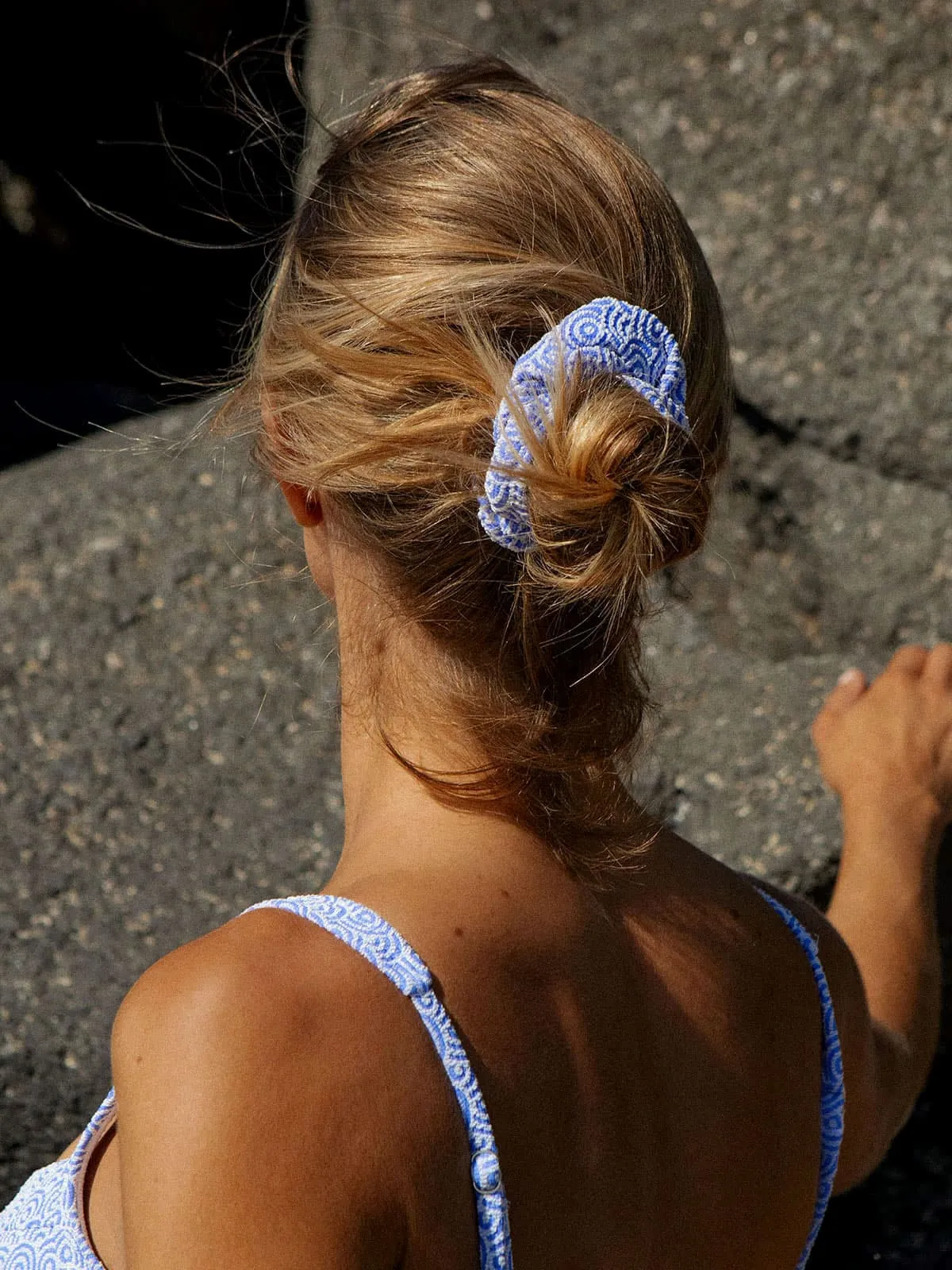 Blue Jacquard Scrunchie
