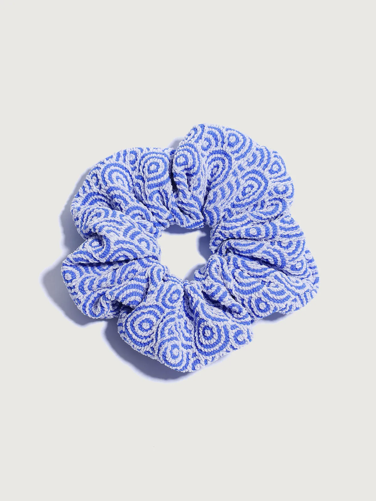 Blue Jacquard Scrunchie