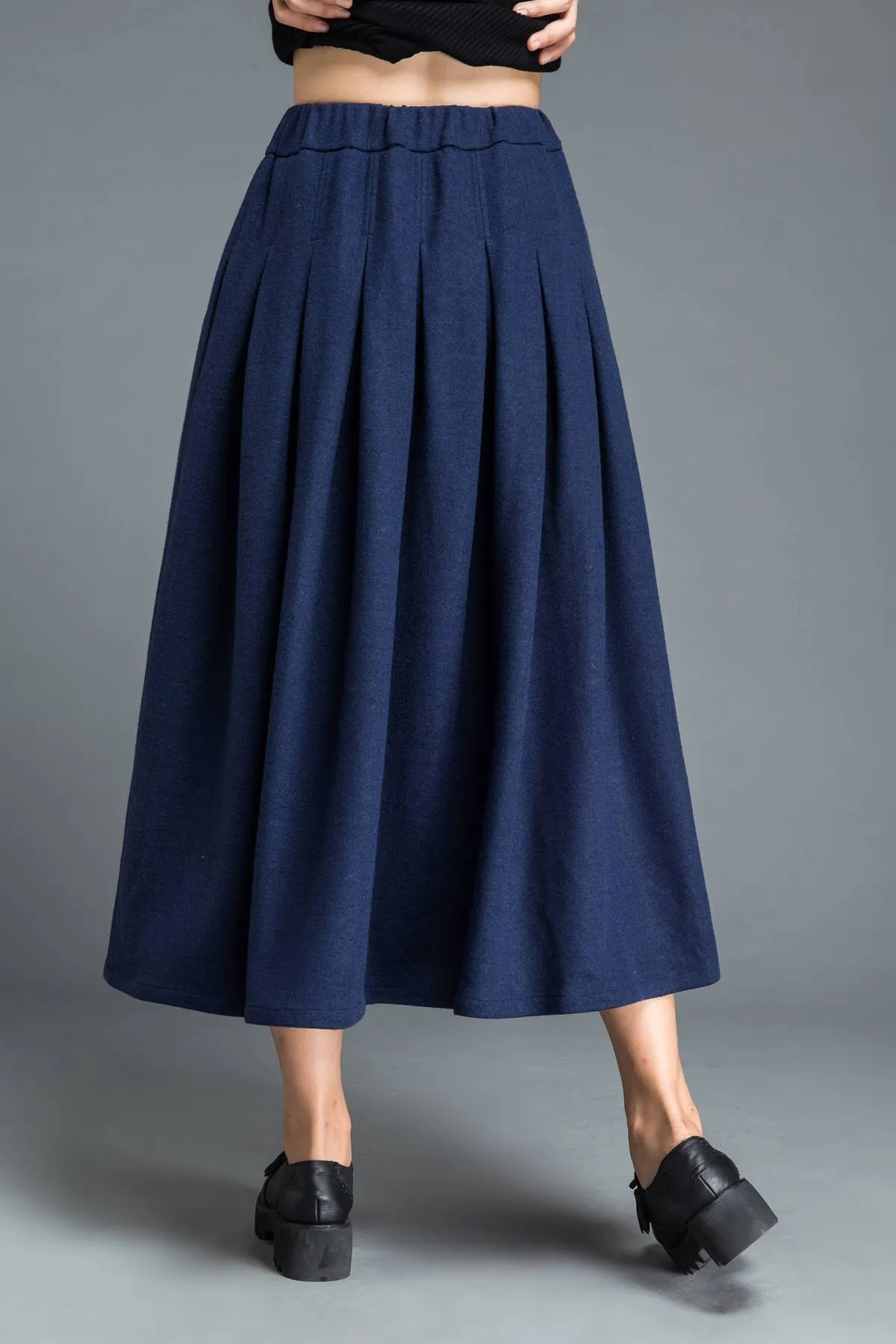 Blue wool skirt, long skirt, wool skirt, winter skirt, womens skirt, blue skirt, pleated skirt, skirt with pockets, long wool skirt C1213