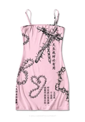 Born To Slay Y2K Print Slip Dress Cherrykitten