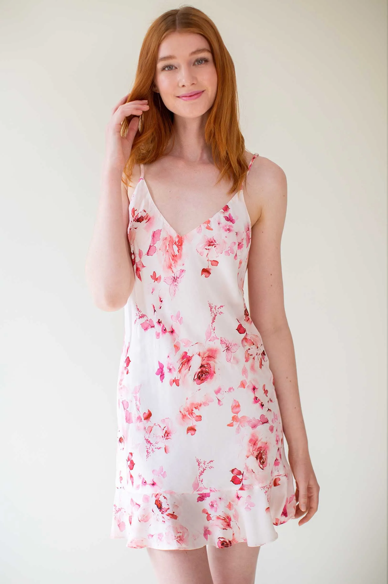 Botanical love Bias cut Flounce slip dress in blue floral