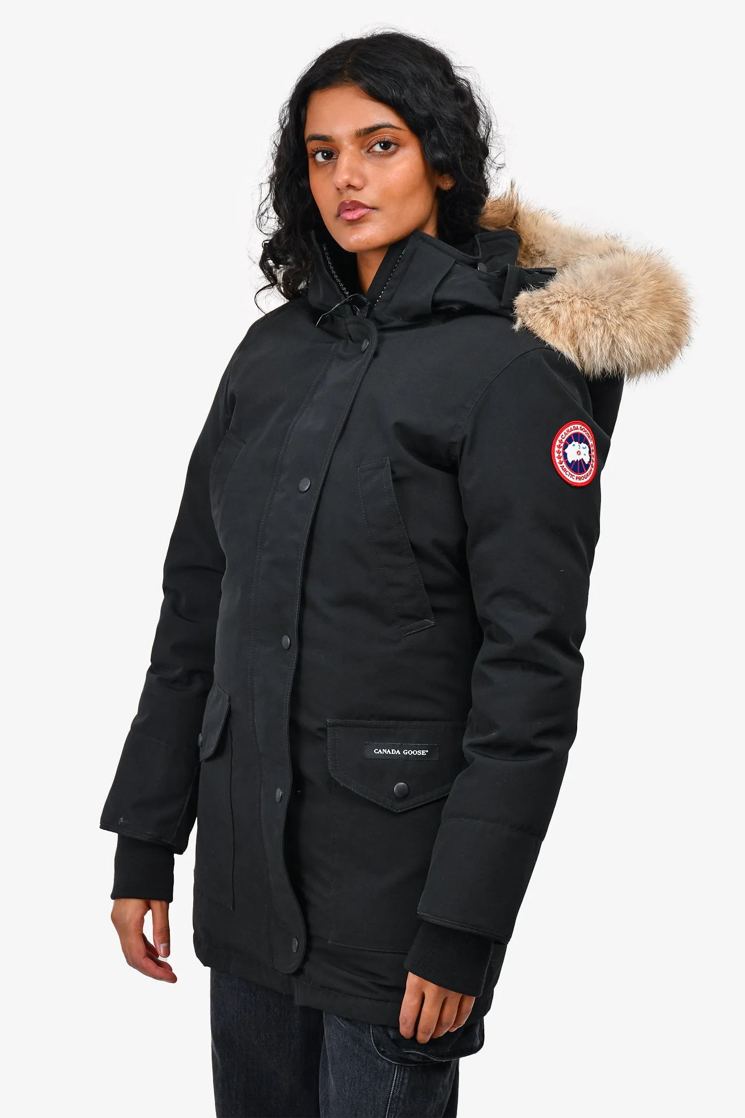 Canada Goose Black Trillion Fur Hooded Parka Down Coat Size XXS