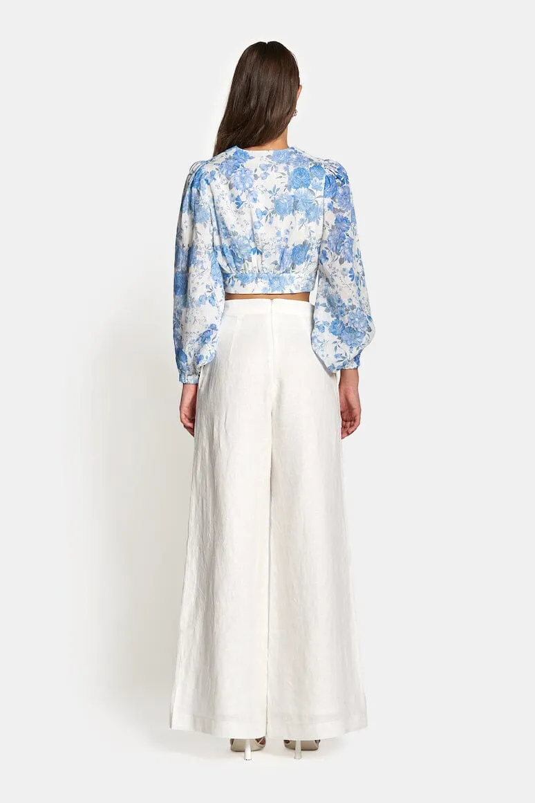 CAPRI HIGH WAIST LINEN PANTS - White