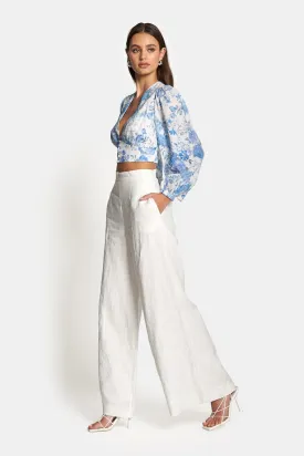 CAPRI HIGH WAIST LINEN PANTS - White
