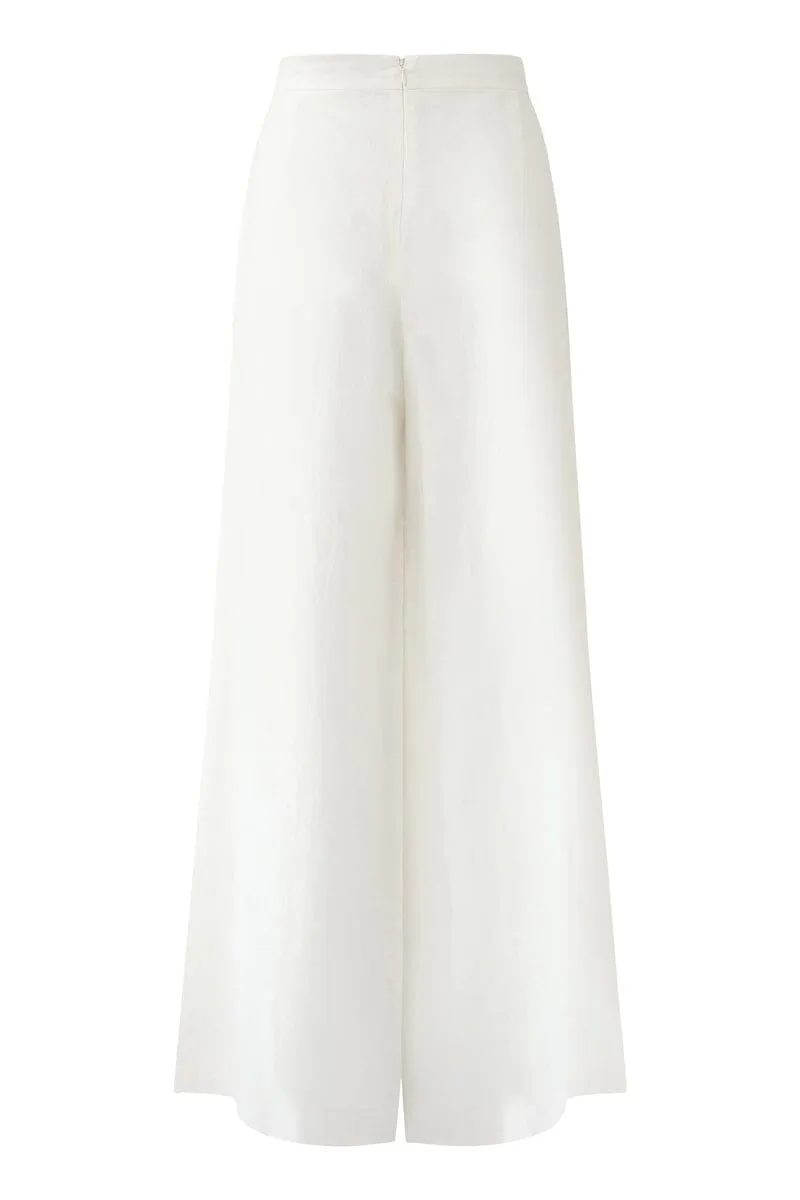 CAPRI HIGH WAIST LINEN PANTS - White