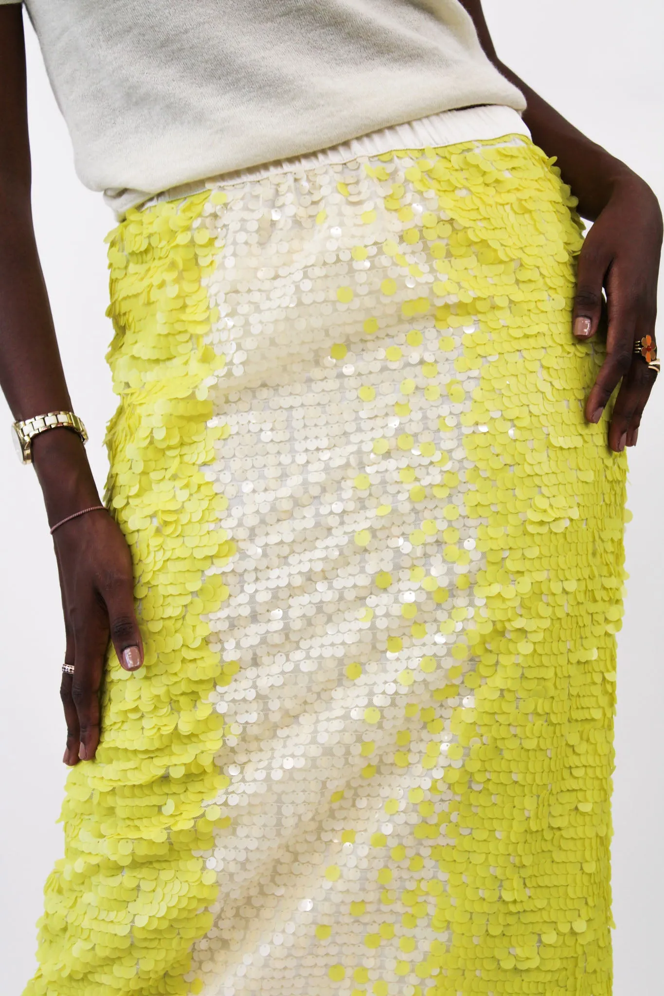 CO|TE - Megan Skirt: Yellow Sequin