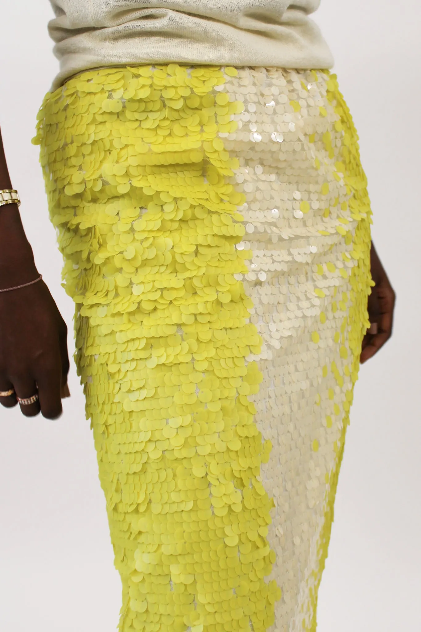 CO|TE - Megan Skirt: Yellow Sequin