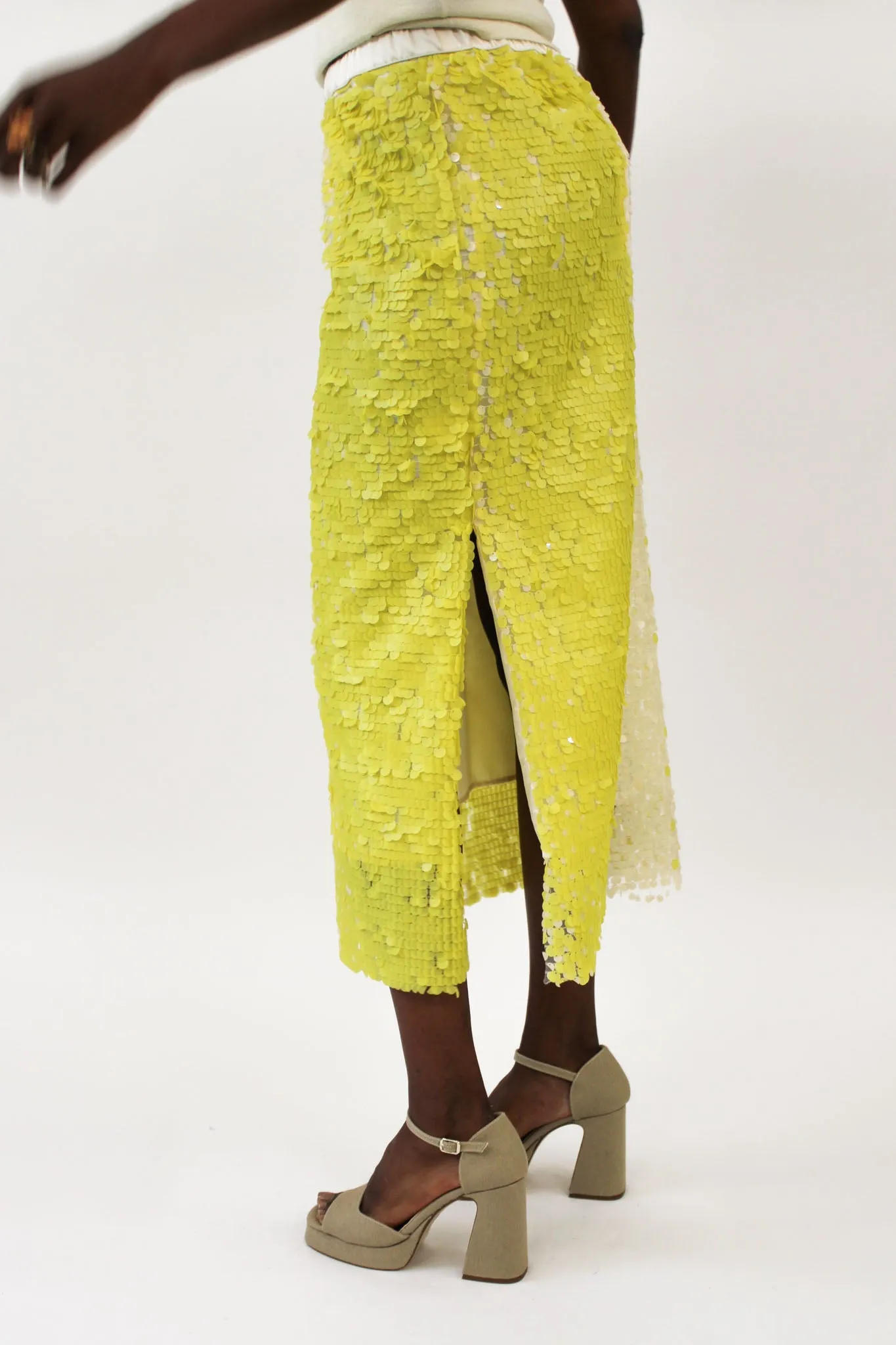 CO|TE - Megan Skirt: Yellow Sequin