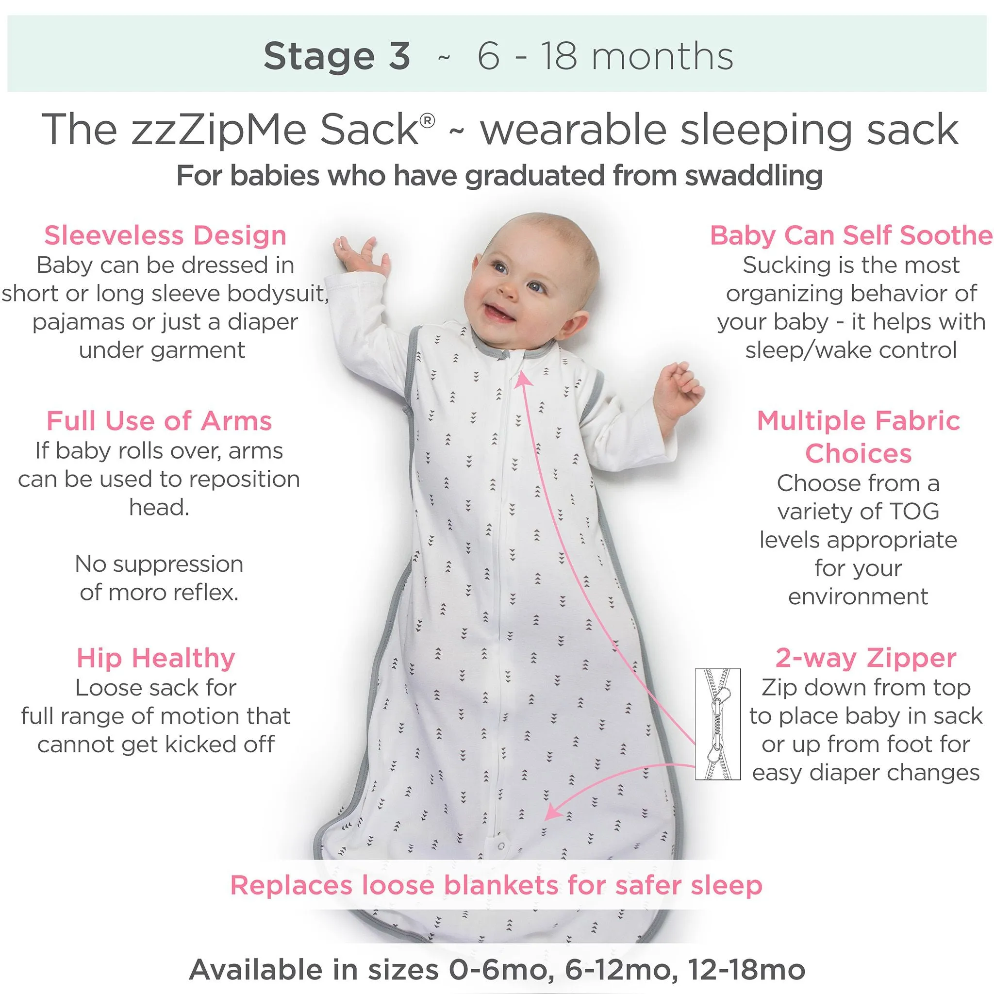Cozy Non-Weighted zzZipMe Sack - Sterling Puppytooth, Sterling