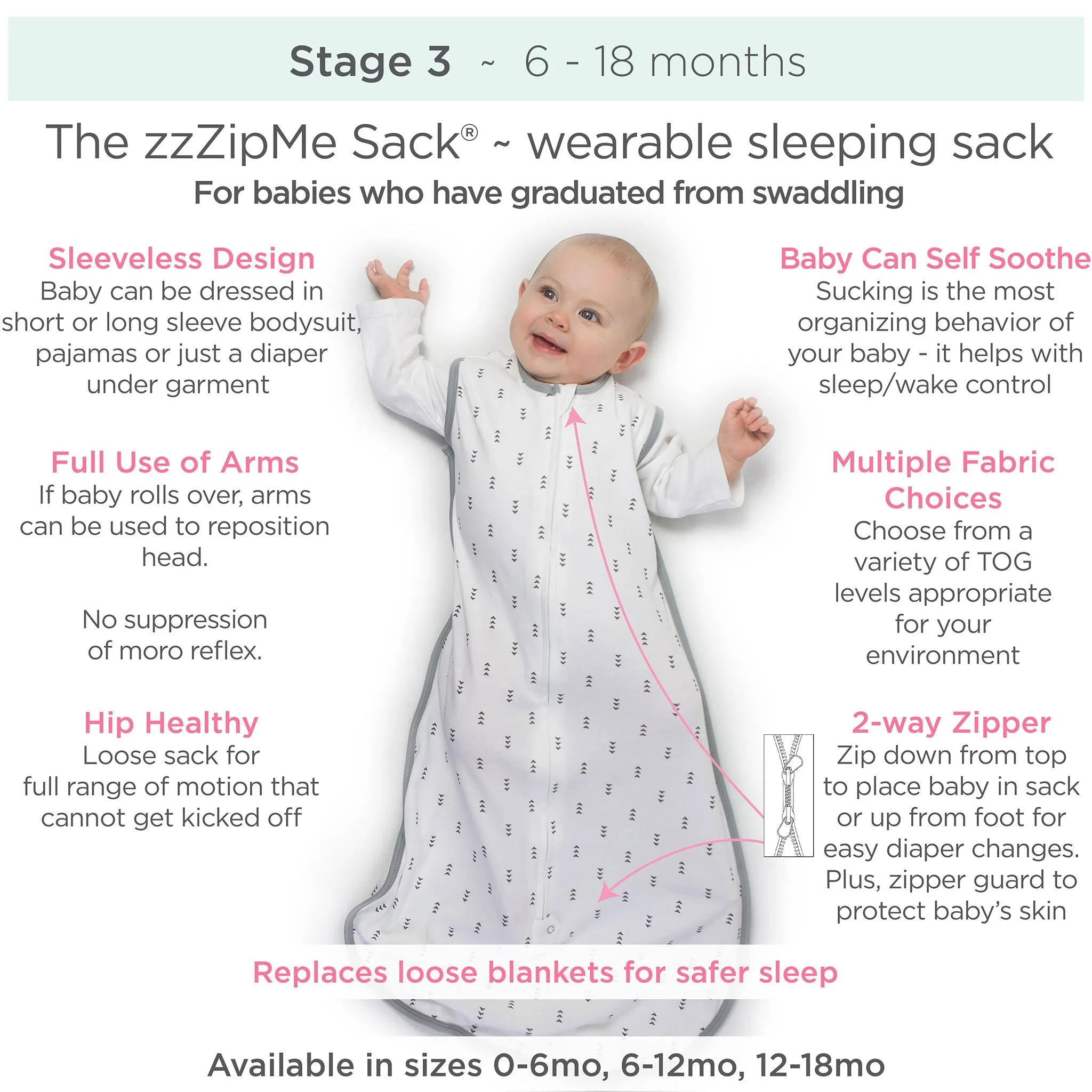 Cozy Non-Weighted zzZipMe Sack - Sterling Puppytooth, Sterling