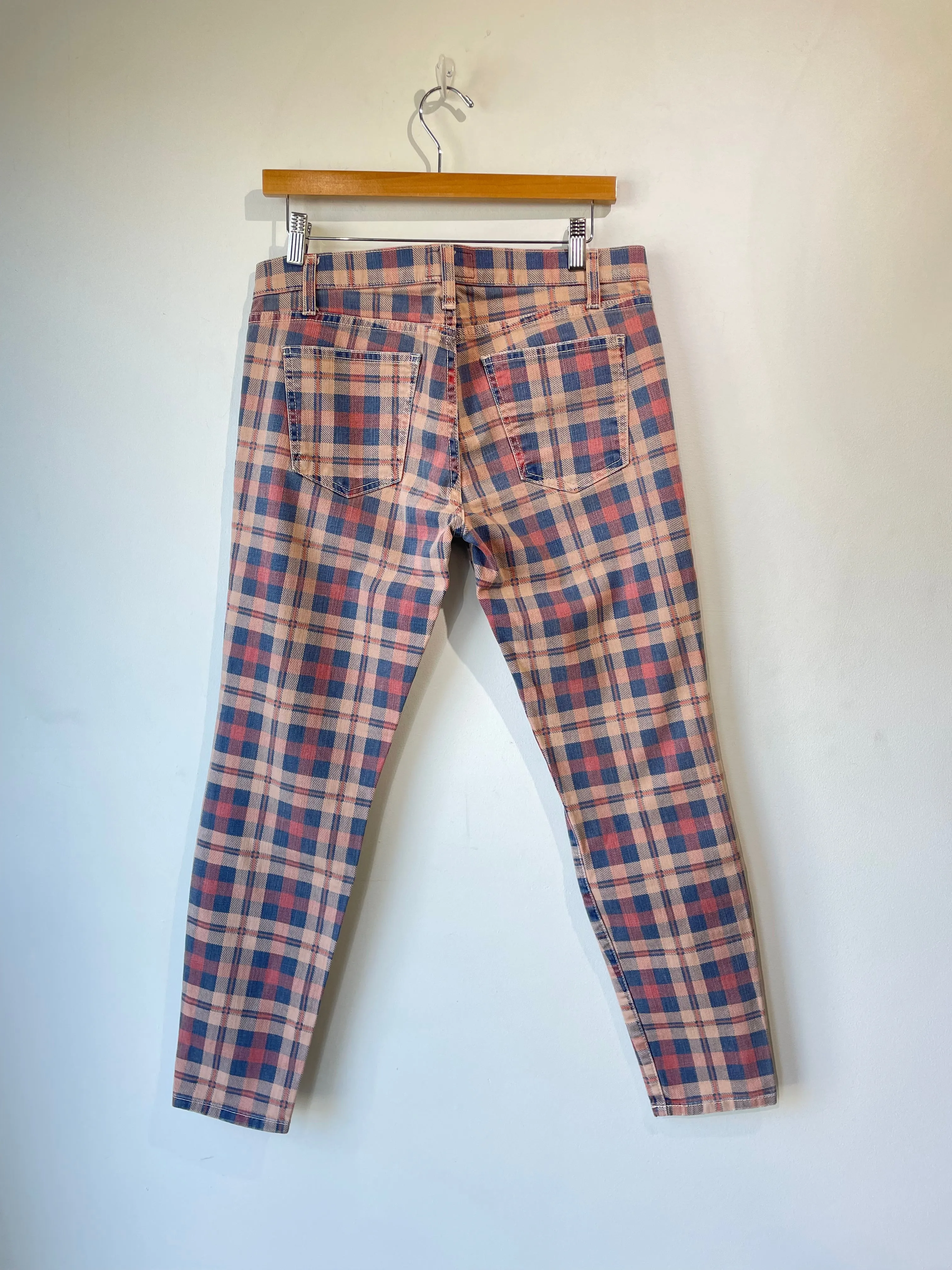 CURRENT/ELLIOTT Plaid Skinny Jeans