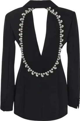Cutout Back Diamond Crystal Black Blazer