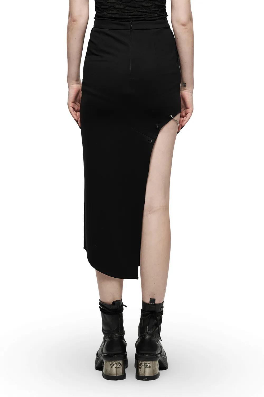 Dark Punk Asymmetric Skirt with Dragon Embroidery