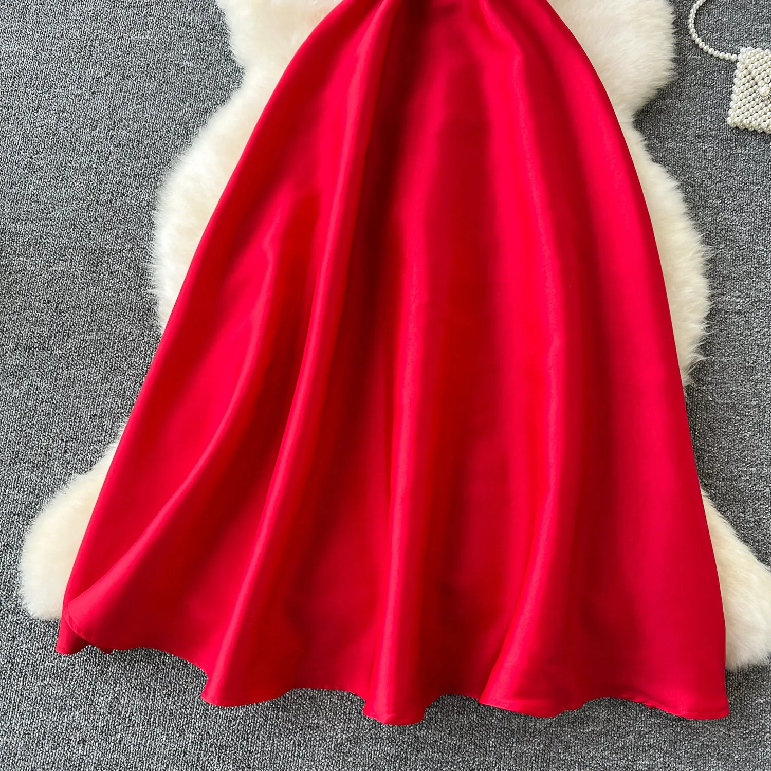 Delicate Solid Color Puffy Slip Dress