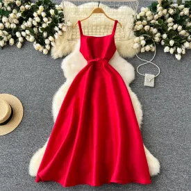 Delicate Solid Color Puffy Slip Dress