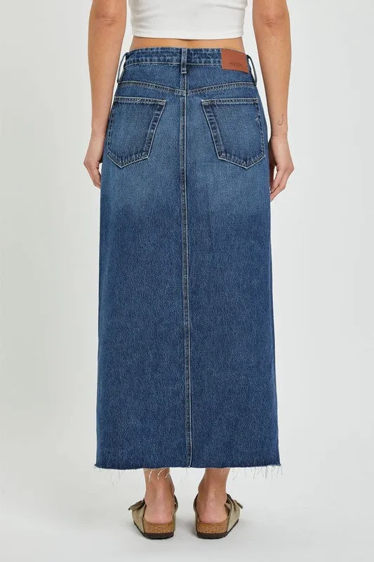 Denim Dark Wash Midi Skirt
