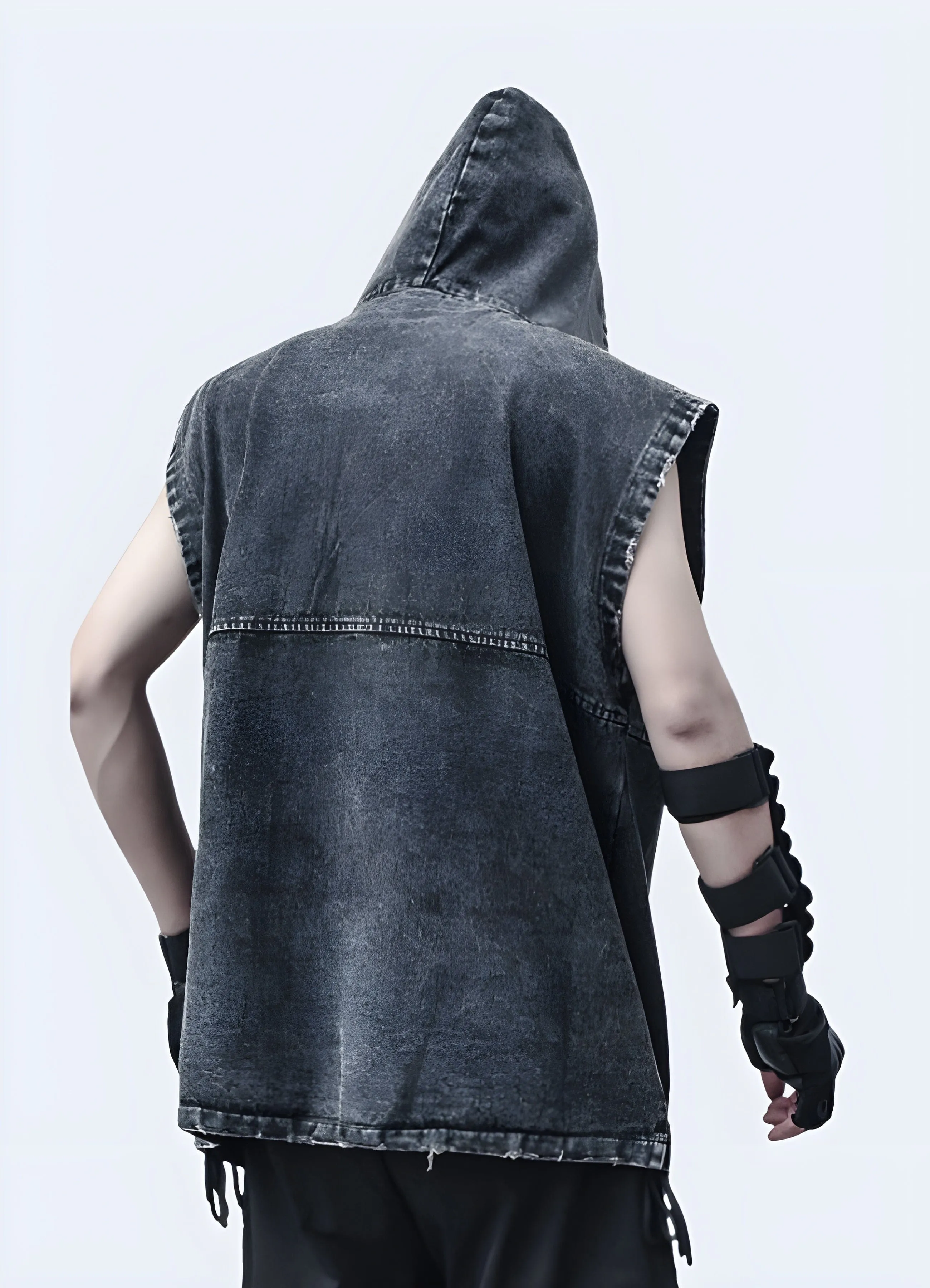 Denim Vest With Hoodie