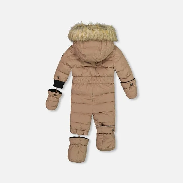 Deux Par Deux One-Piece Baby Snowsuit - Pine Bark