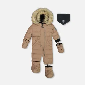 Deux Par Deux One-Piece Baby Snowsuit - Pine Bark