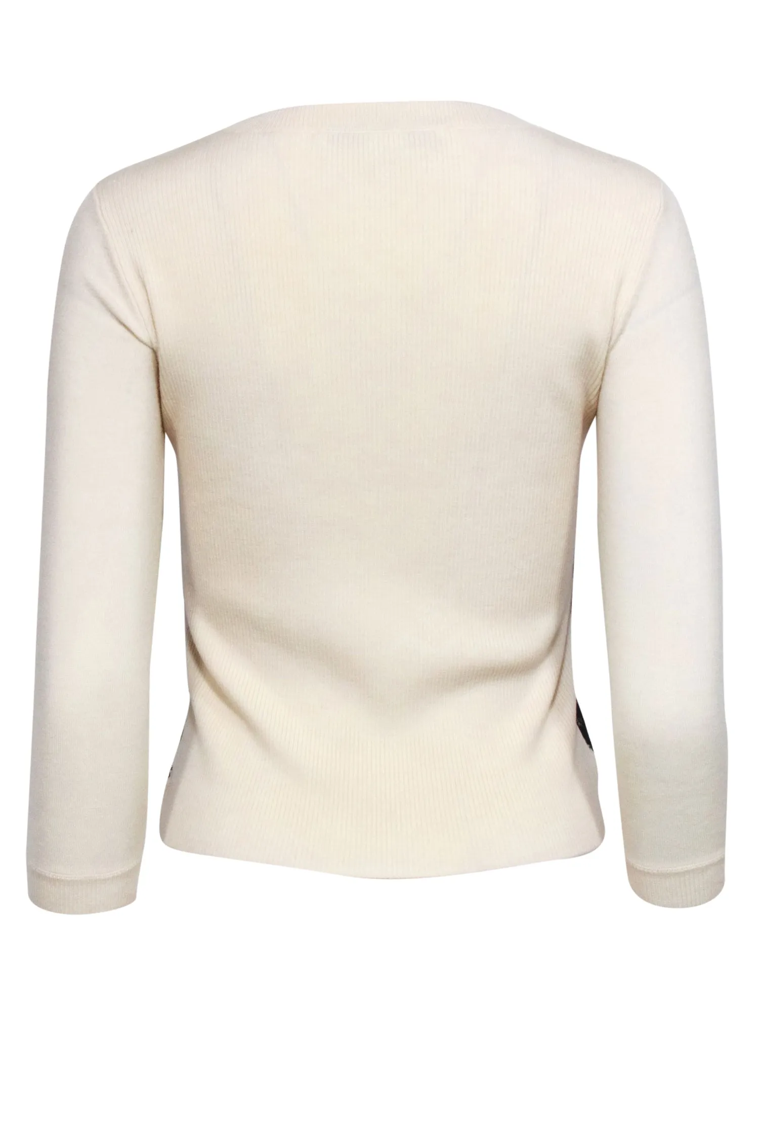 Diane von Furstenberg - Ivory  Wool Blend Sweater w/ Black Lace Detail Sz P