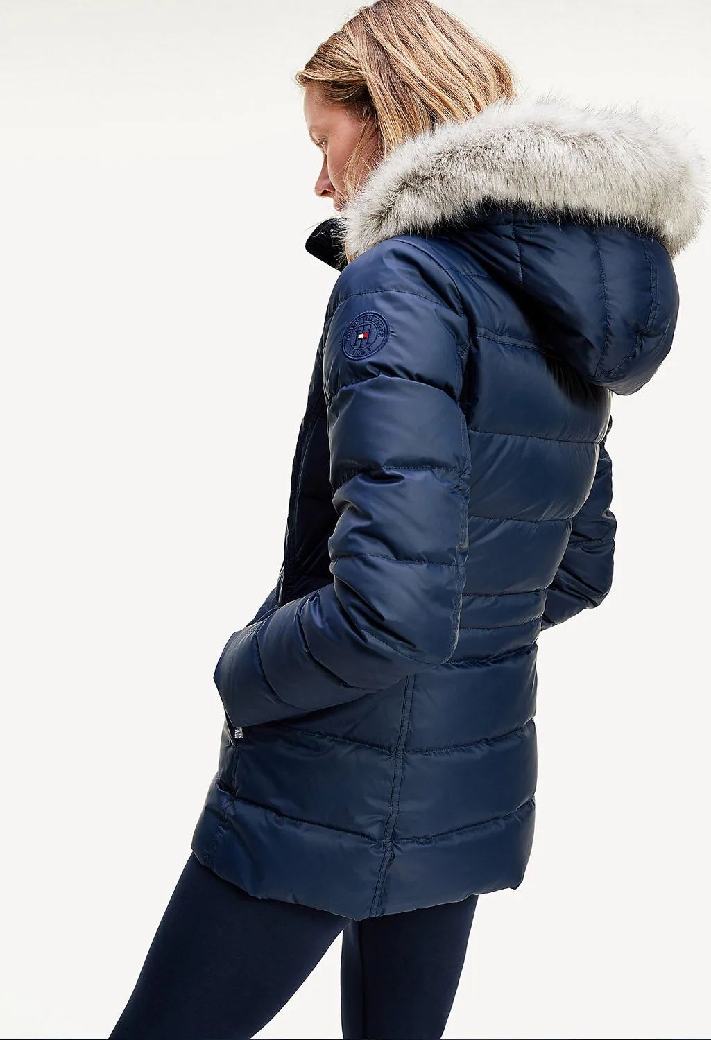 Down Filled Faux Fur Trim Coat