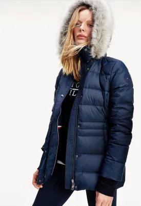 Down Filled Faux Fur Trim Coat
