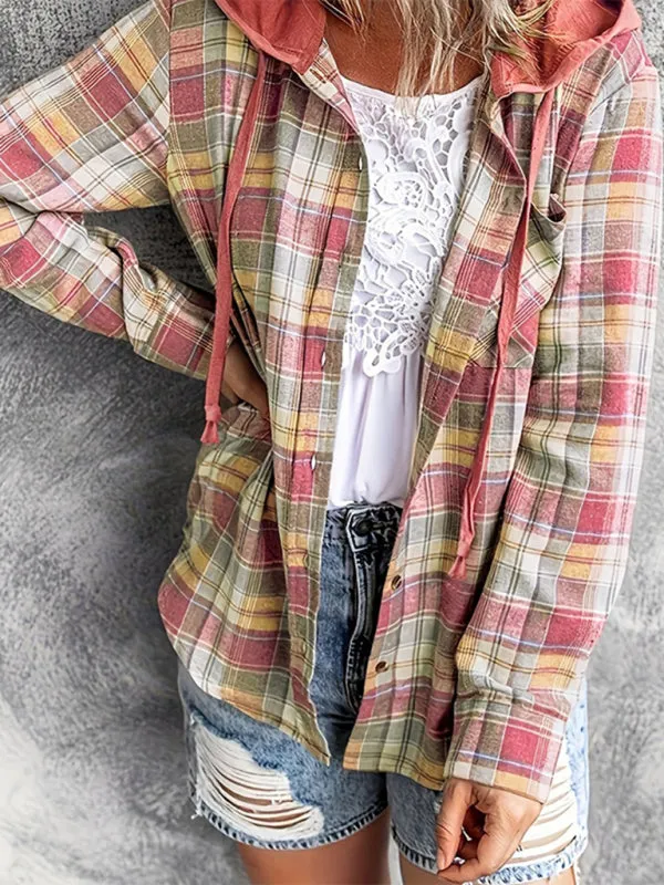 Evanna New Hooded Sweatshirt Buttoned Casual Shirt Jacket