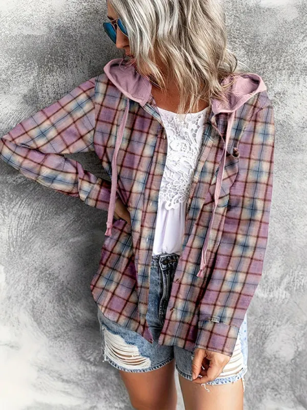 Evanna New Hooded Sweatshirt Buttoned Casual Shirt Jacket