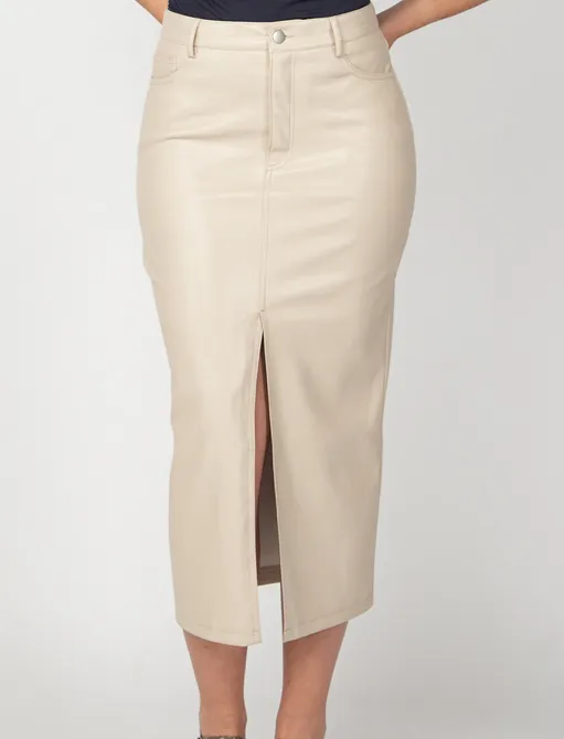 Faux Leather Midi Skirt