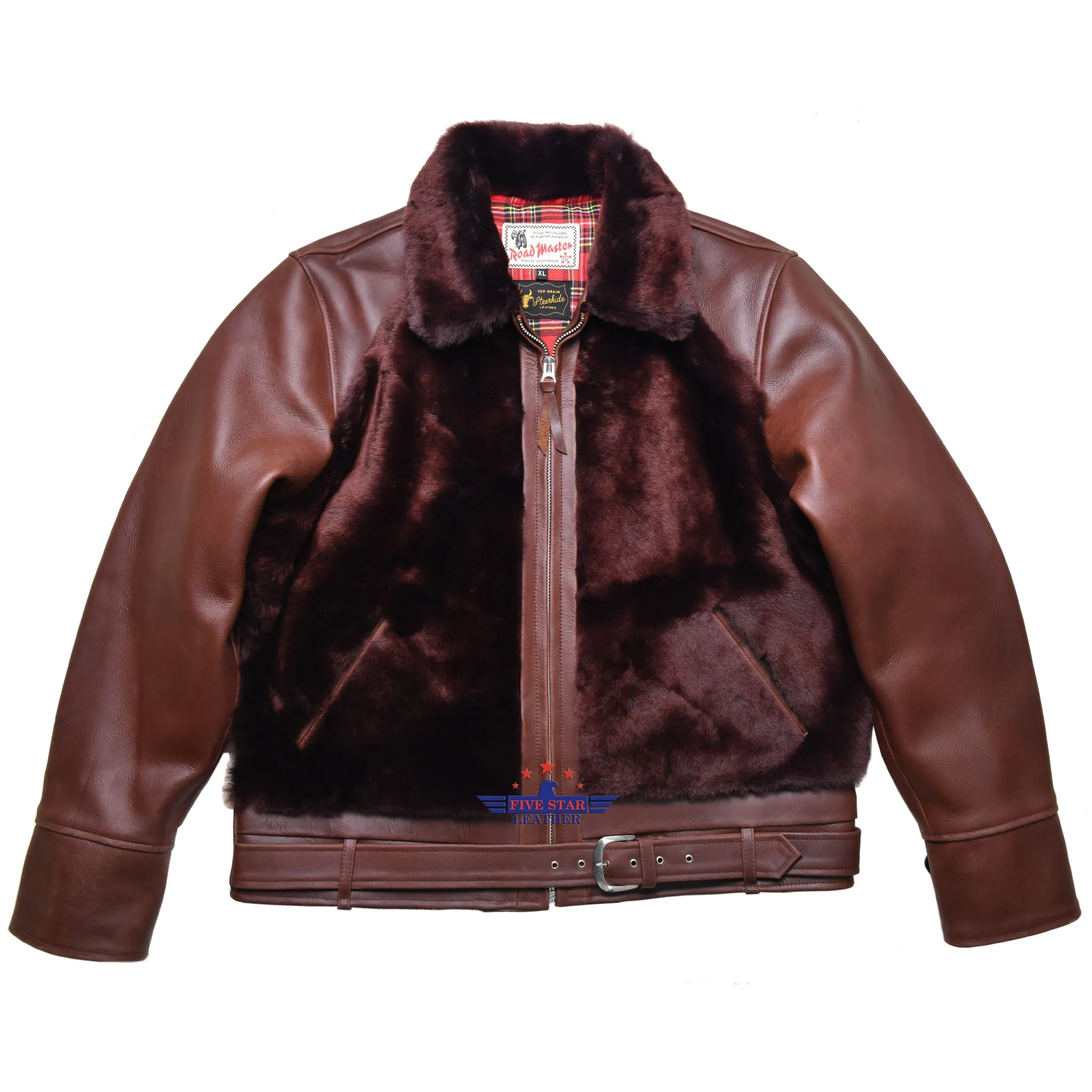 FiveStar Leather 1930s Grizzly Jacket CHL 2mm thick leather Brown color
