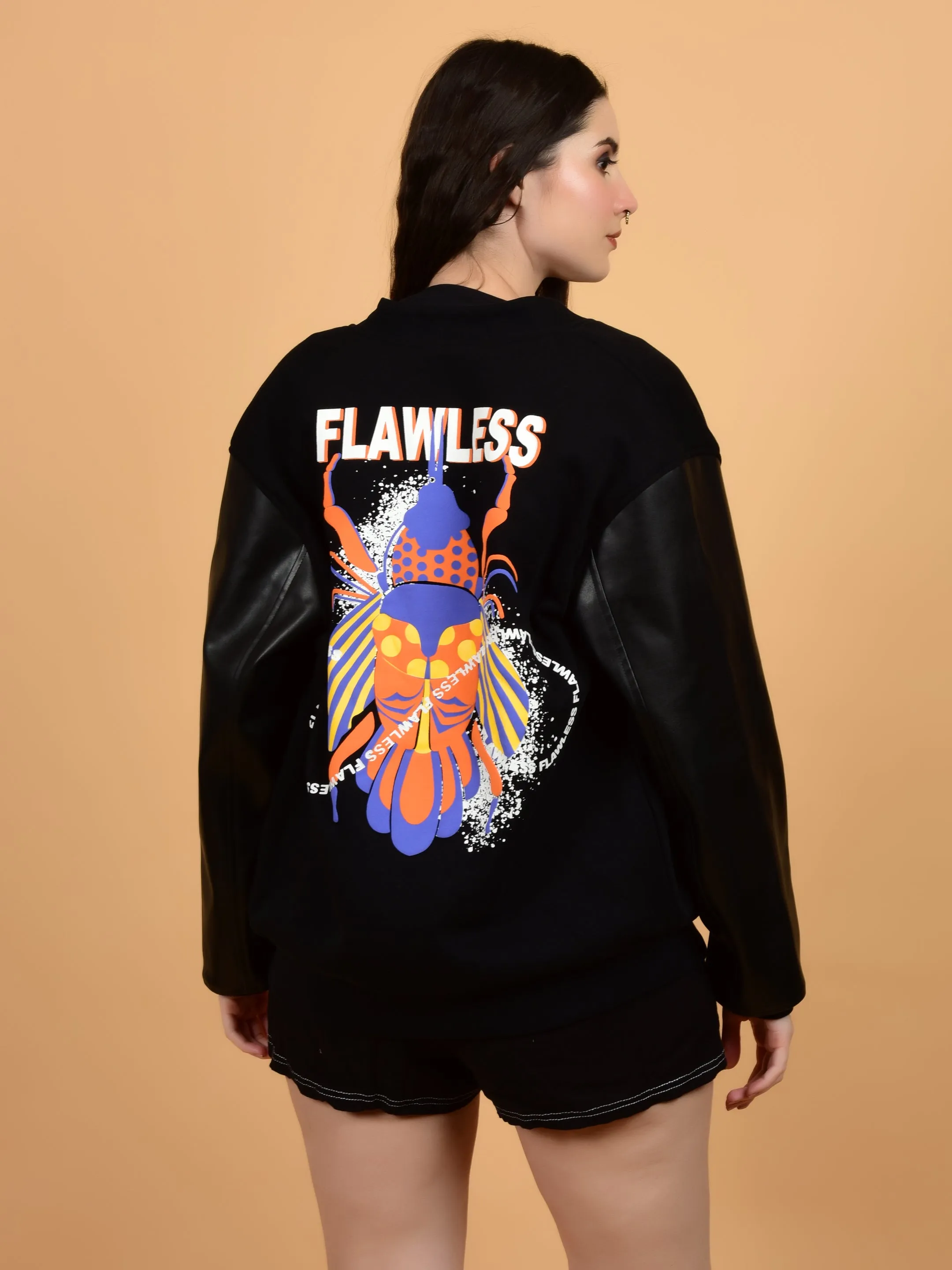 Flawless Women Black Printed Bomber Jacket